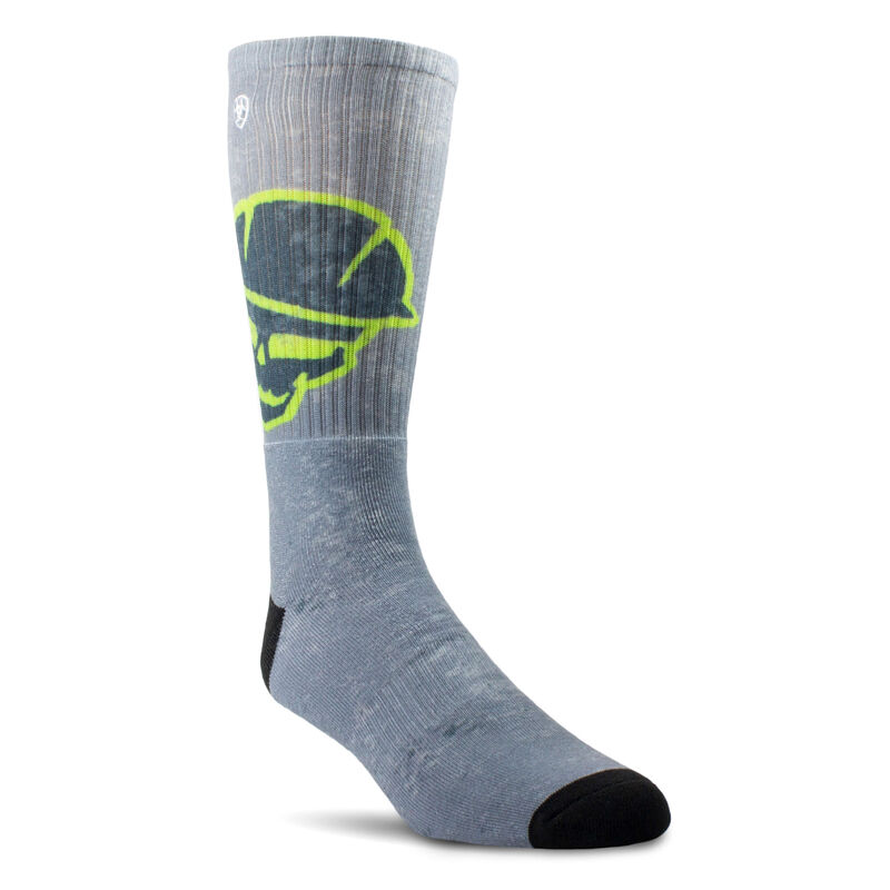 ARIAT MENS Roughneck Graphic Crew Work Sock 2 Pair Multi Color Pack