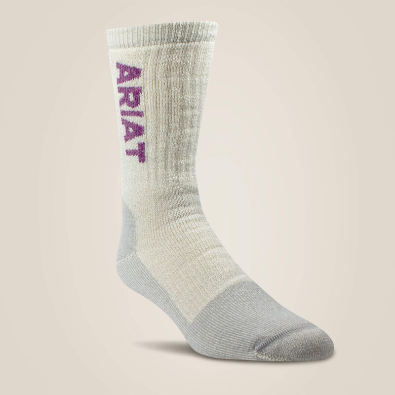 ARIAT Midweight Merino Wool Blend Steel Toe Work Sock 2 Pair Multi Color Pack