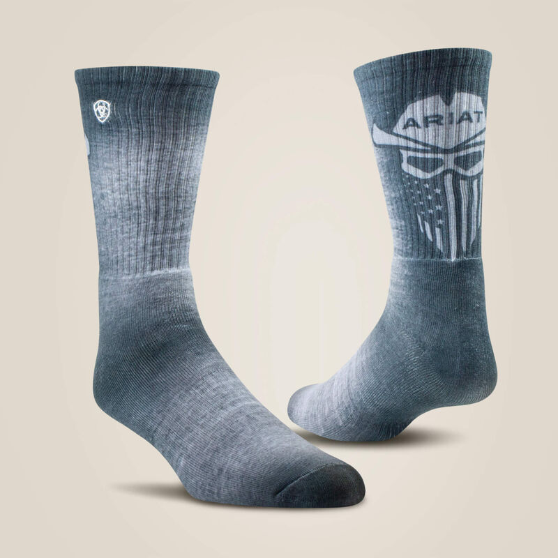 ARIAT MENS Incognito Graphic Crew Work Sock 2 Pair Multi Color Pack