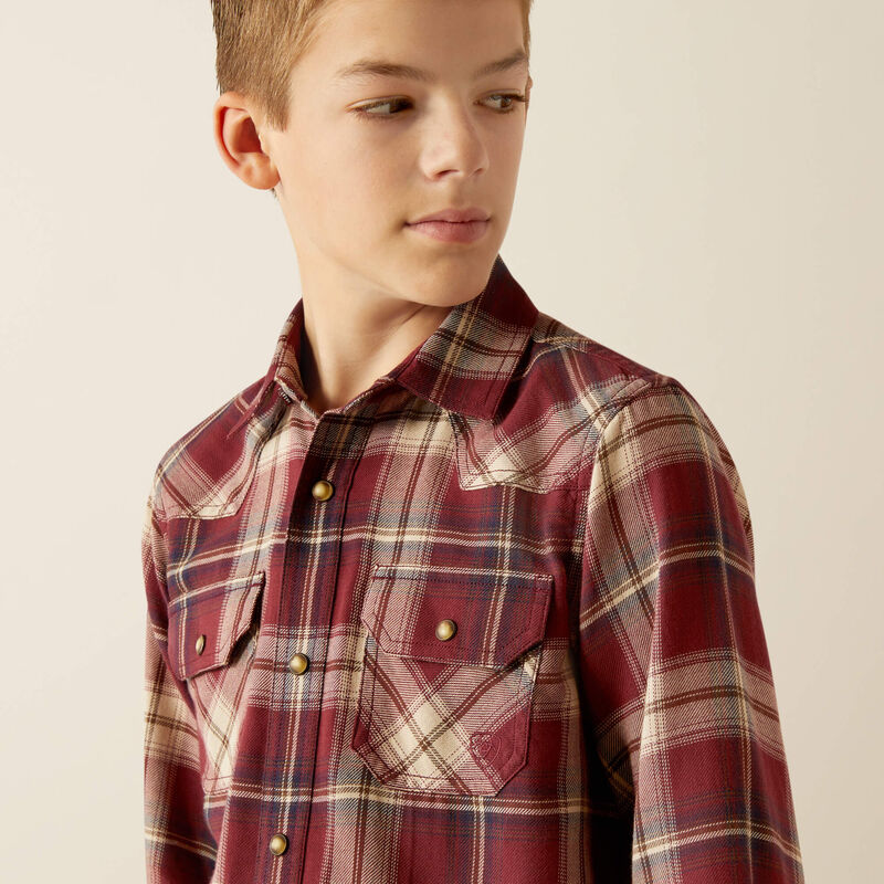 ARIAT BOYS HARLEE RETRO FIT SNAP SHIRT WINDSOR WINE
