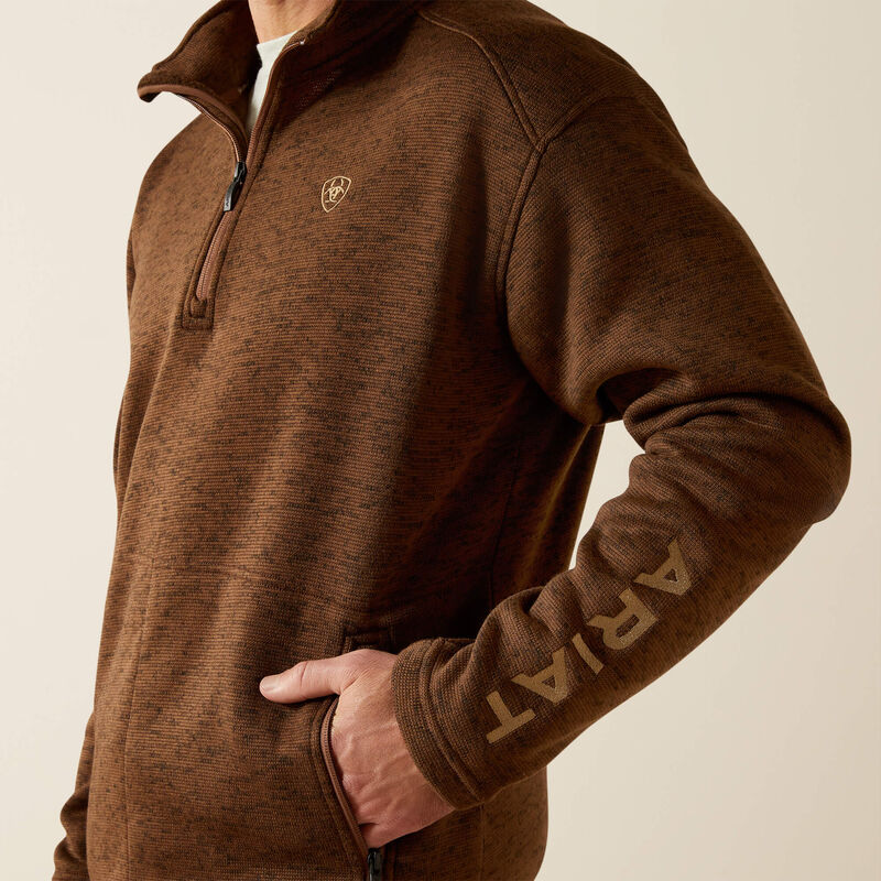 ARIAT MENS CALDWELL LOGO 1/4 ZIP SWTR (CARAFE)