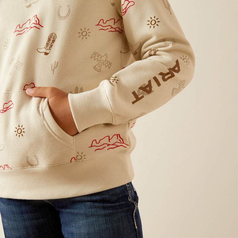 ARIAT GIRLS WESTERN STAMPS HOODIE