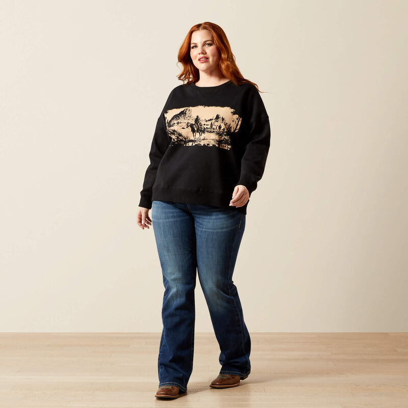 ARIAT WOMENS Outlaw Oversized Sweatshirt-BLACK