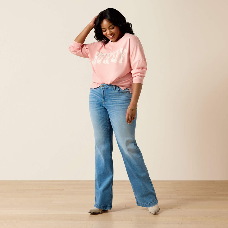 ARIAT WOMEN'S Canvas Oversized Long Sleeve T-Shirt-PINK