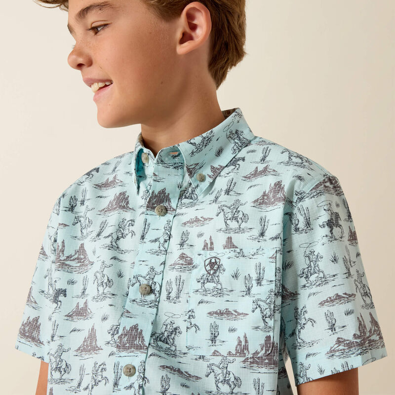 ARIAT YOUTH Pratt Shirt-BLUE GLOW