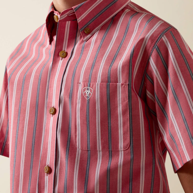 ARIAT YOUTH Pro Series Bobby Shirt-HIBISCUS RED STRIPE