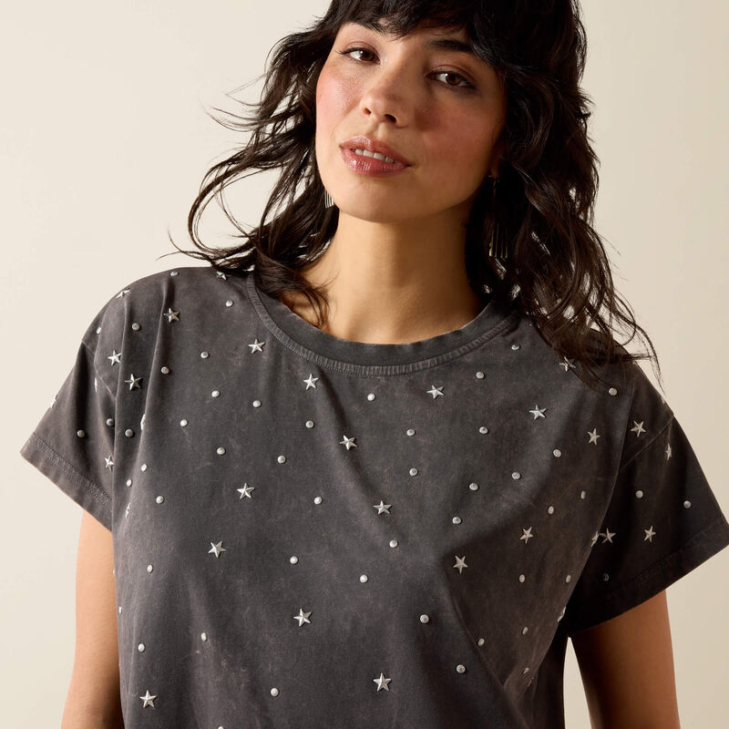 ARIAT WOMEN'S Star Studded T-Shirt-CARBON COPY