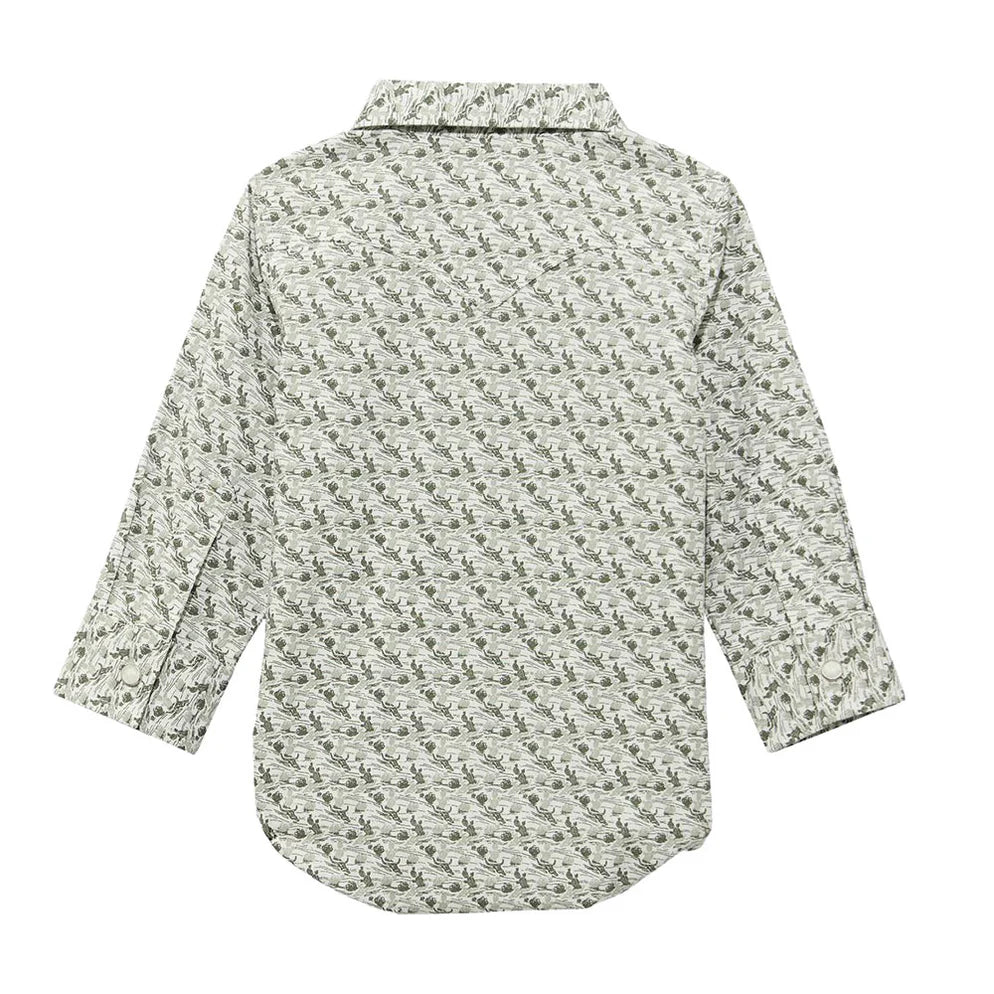 Wrangler Boy's Olive Long Sleeve Shirt