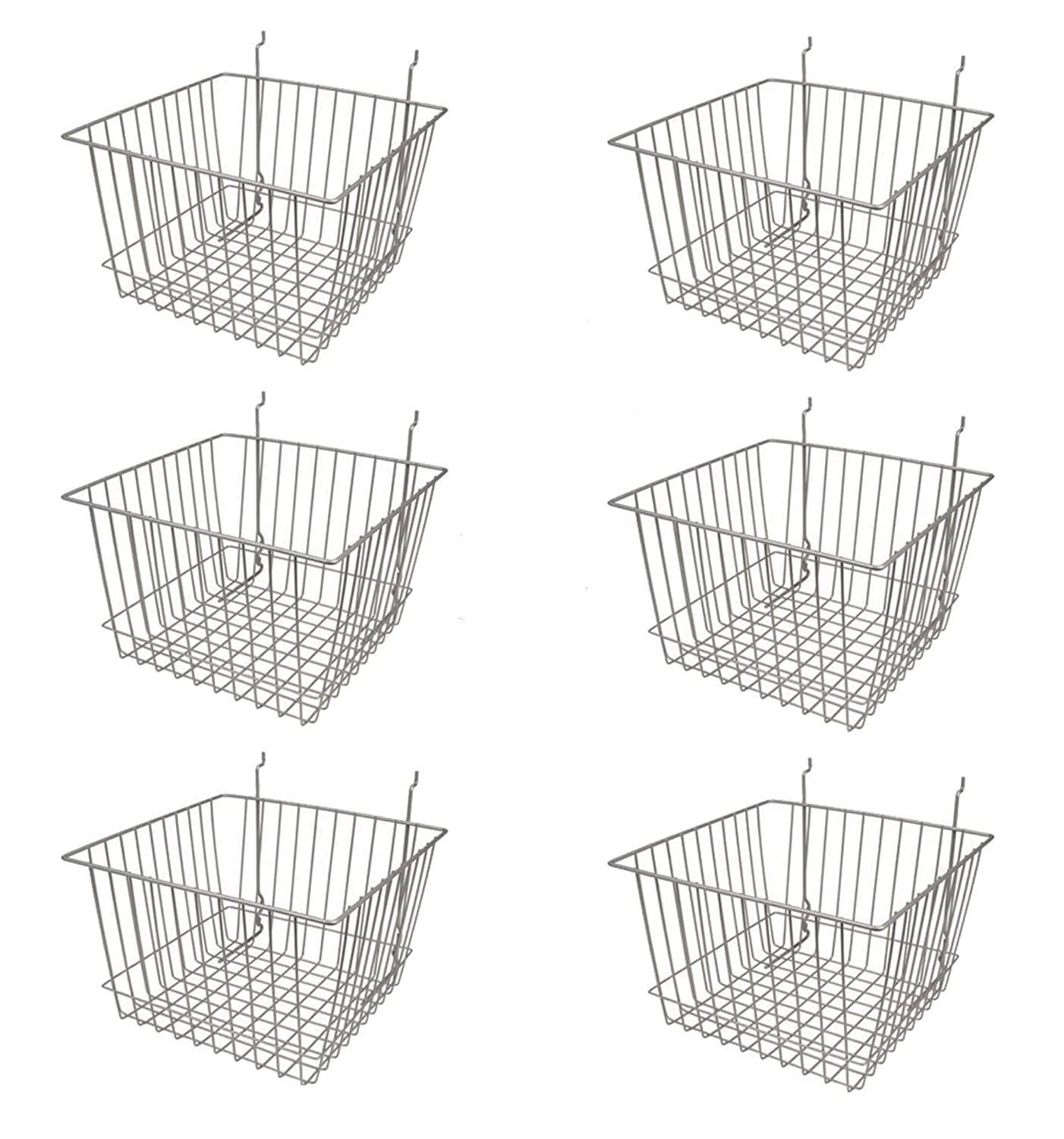Deep Wire Storage Baskets For Gridwall and Slatwall Dimensions: 12" x 12" x 8" Deep - Sold in a Set of 6 Baskets: BLACK