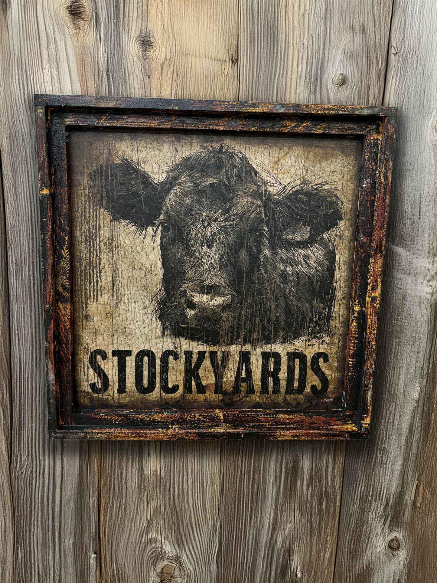 Rustic Stockyards Sign- 24" Square Canvas