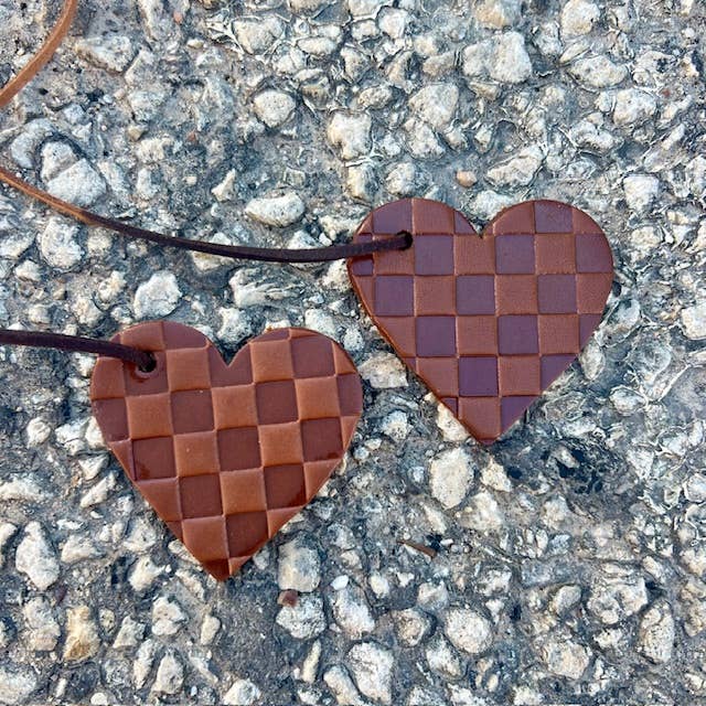 Double Checkered Hearts Air Flair: Brown / Leather