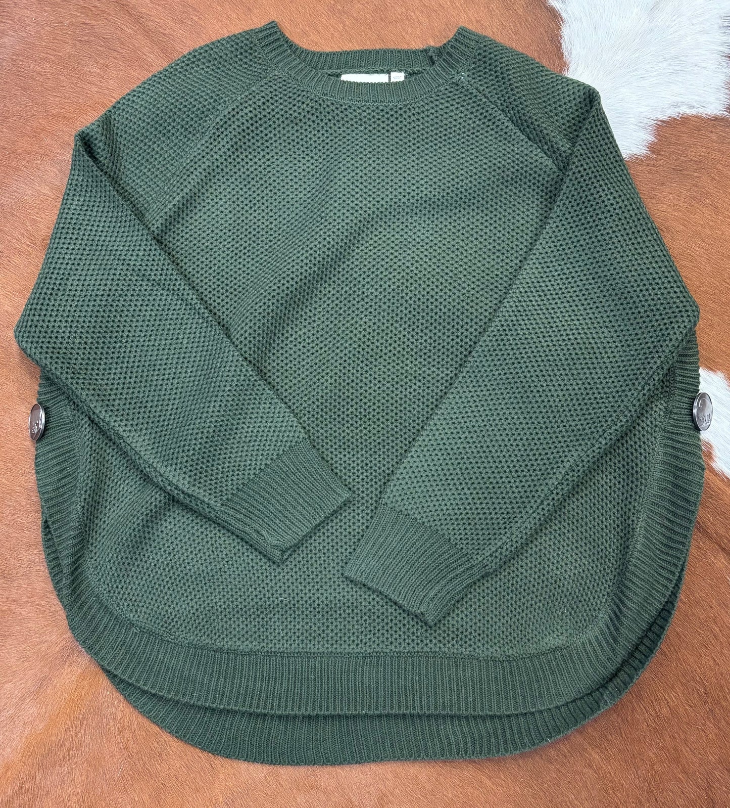 Cotton & Rye Womens Olive Cinched Side Long Sleeve Shirt