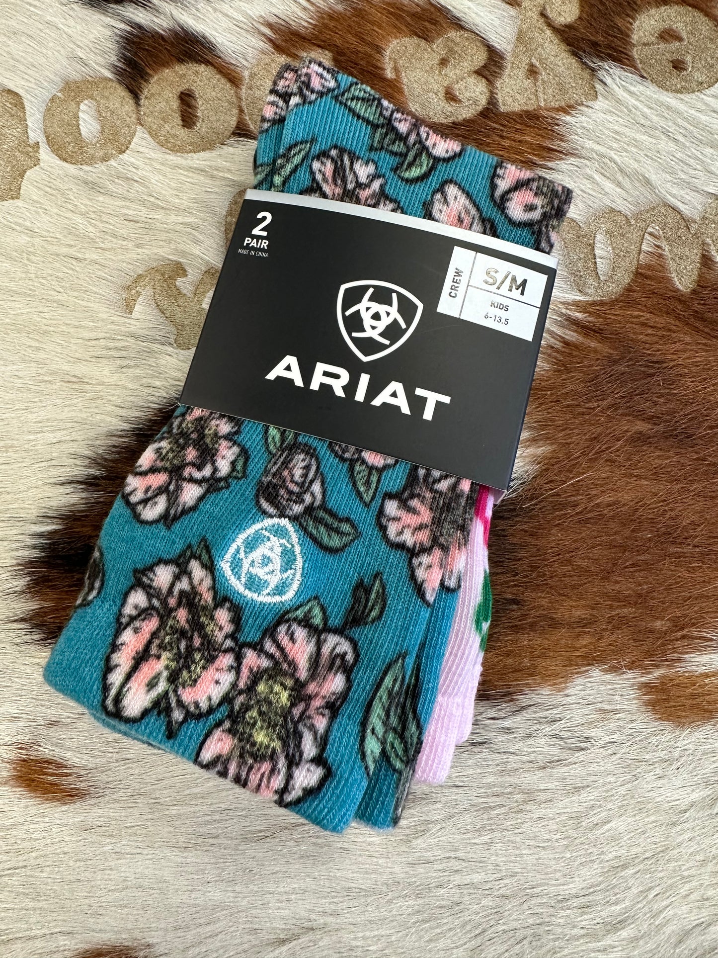 Ariat Girls PRETTY LUCKY Graphic Crew Socks - 2 pack