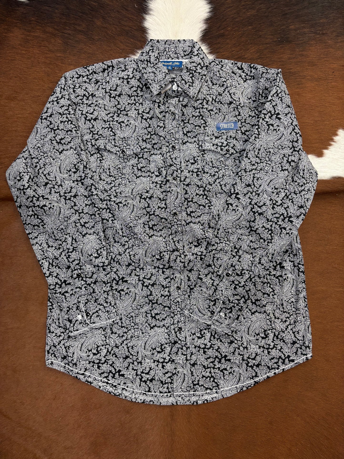Panhandle Slim Mens Black Paisley LS Snap Shirt