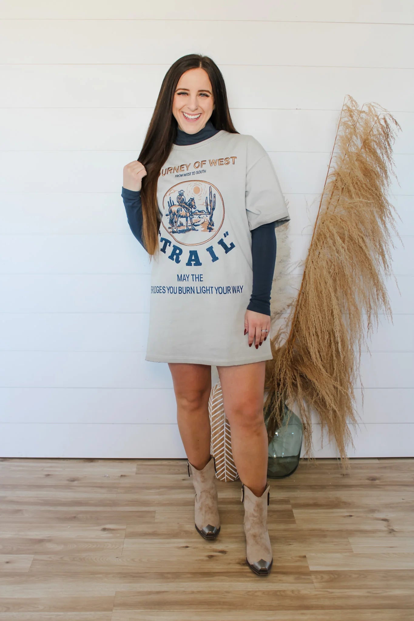 Journey of West Embroidered T Shirt Dress