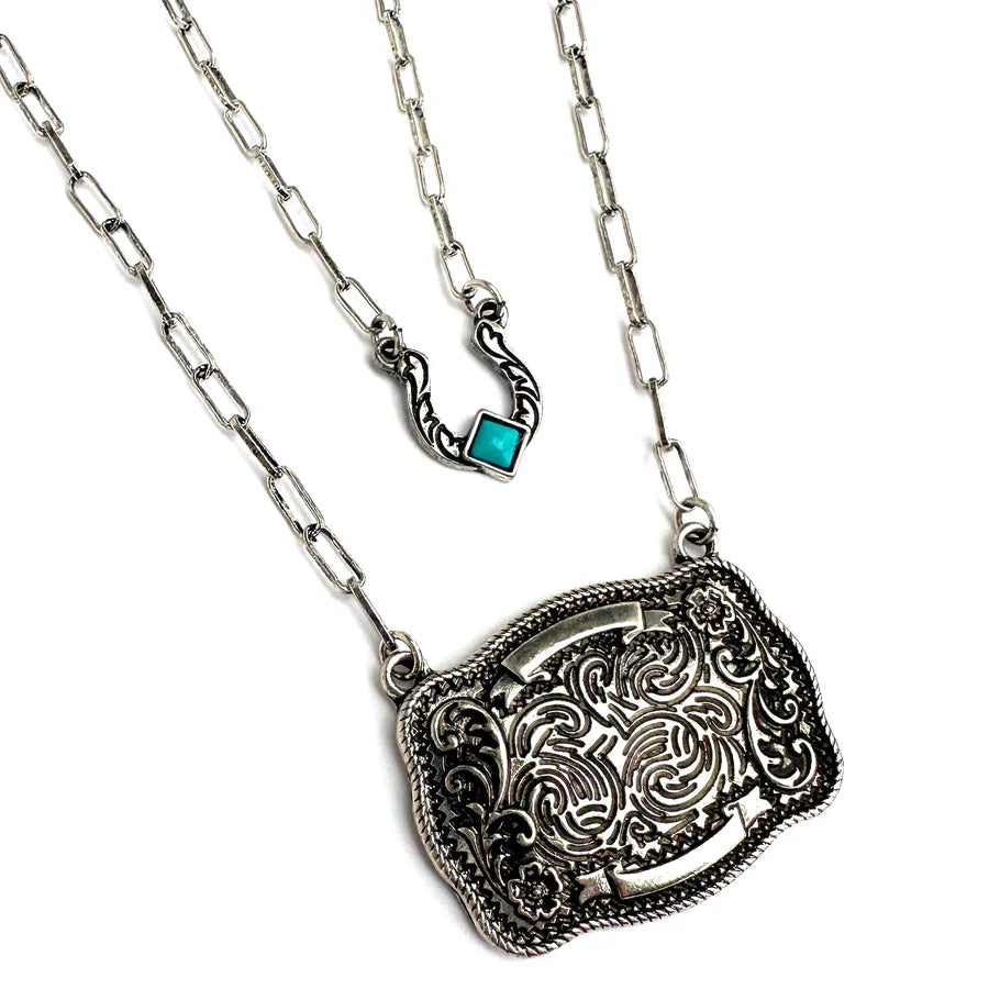 Double Necklace, Buckle and Turquoise Horseshoe