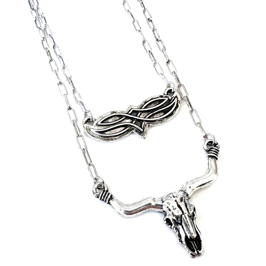 WYO-HORSE Layered Stitch N Steer Necklace