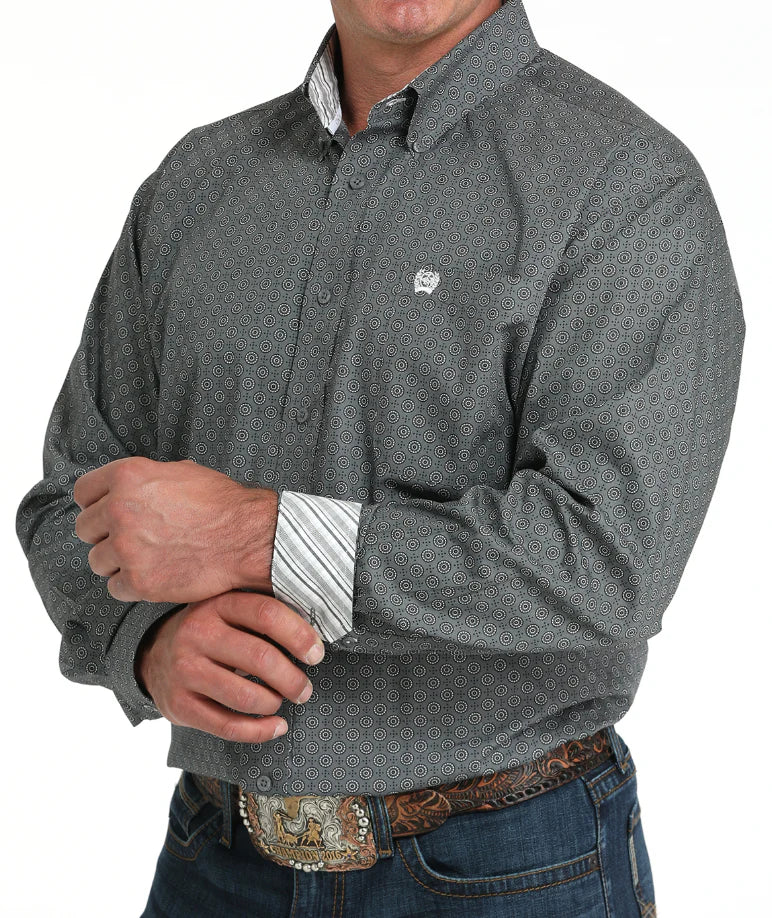 CINCH MENS DARK GREY GEOMETRIC PRINT