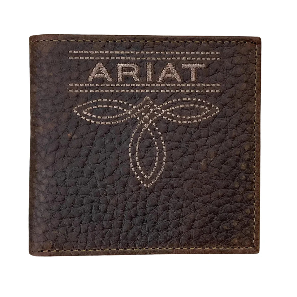 Ariat Large Brown Bull Stitch Bifold Style Wallet