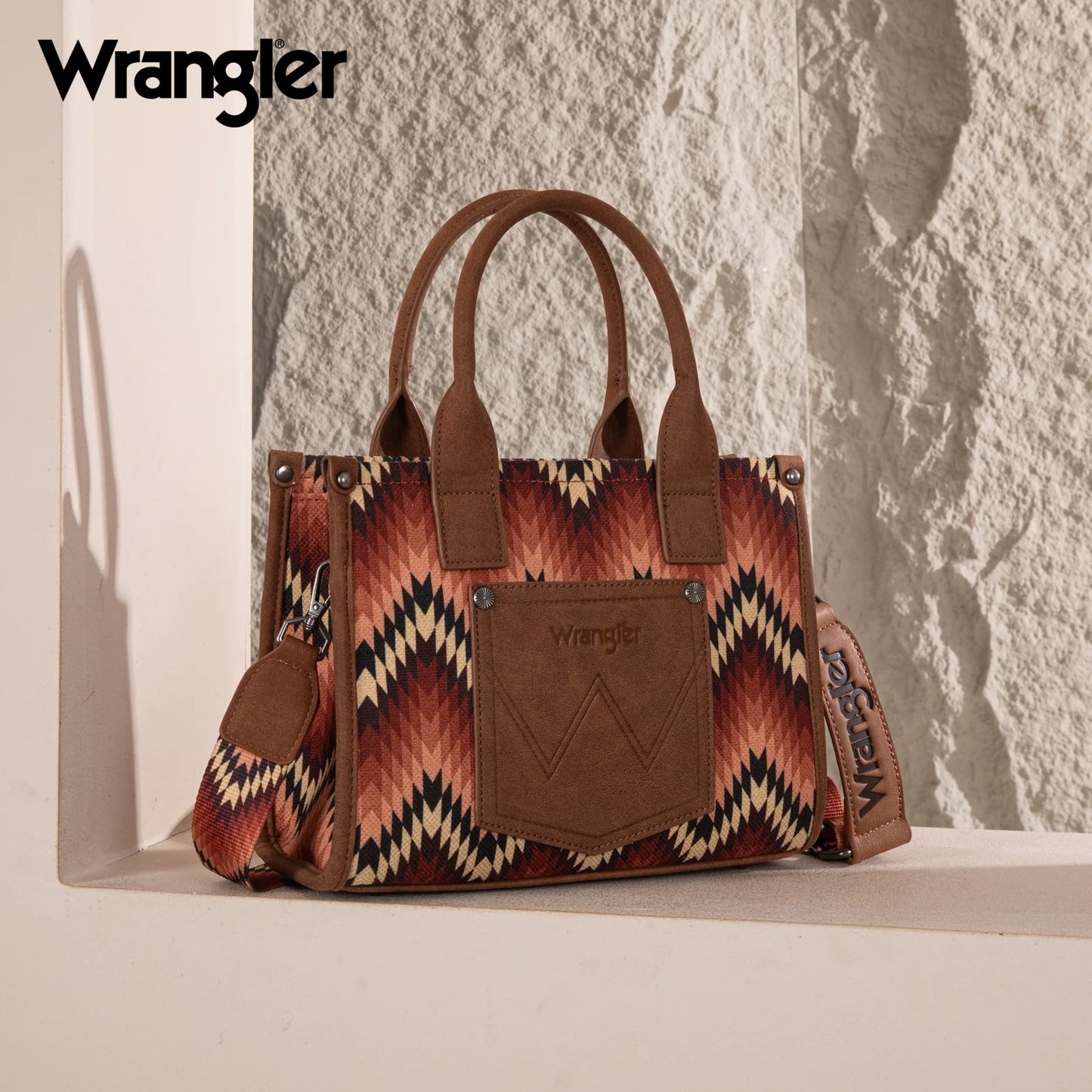 Wrangler Southwestern Pattern Dual Sided Print Tote/Crossbody
