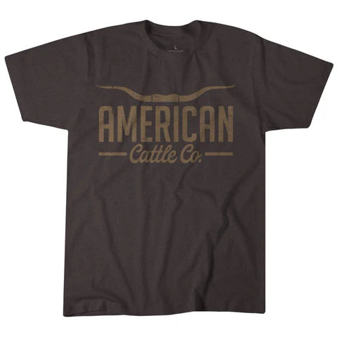 AMERICAN CATTLE CO Longhorn Tee-BROWN