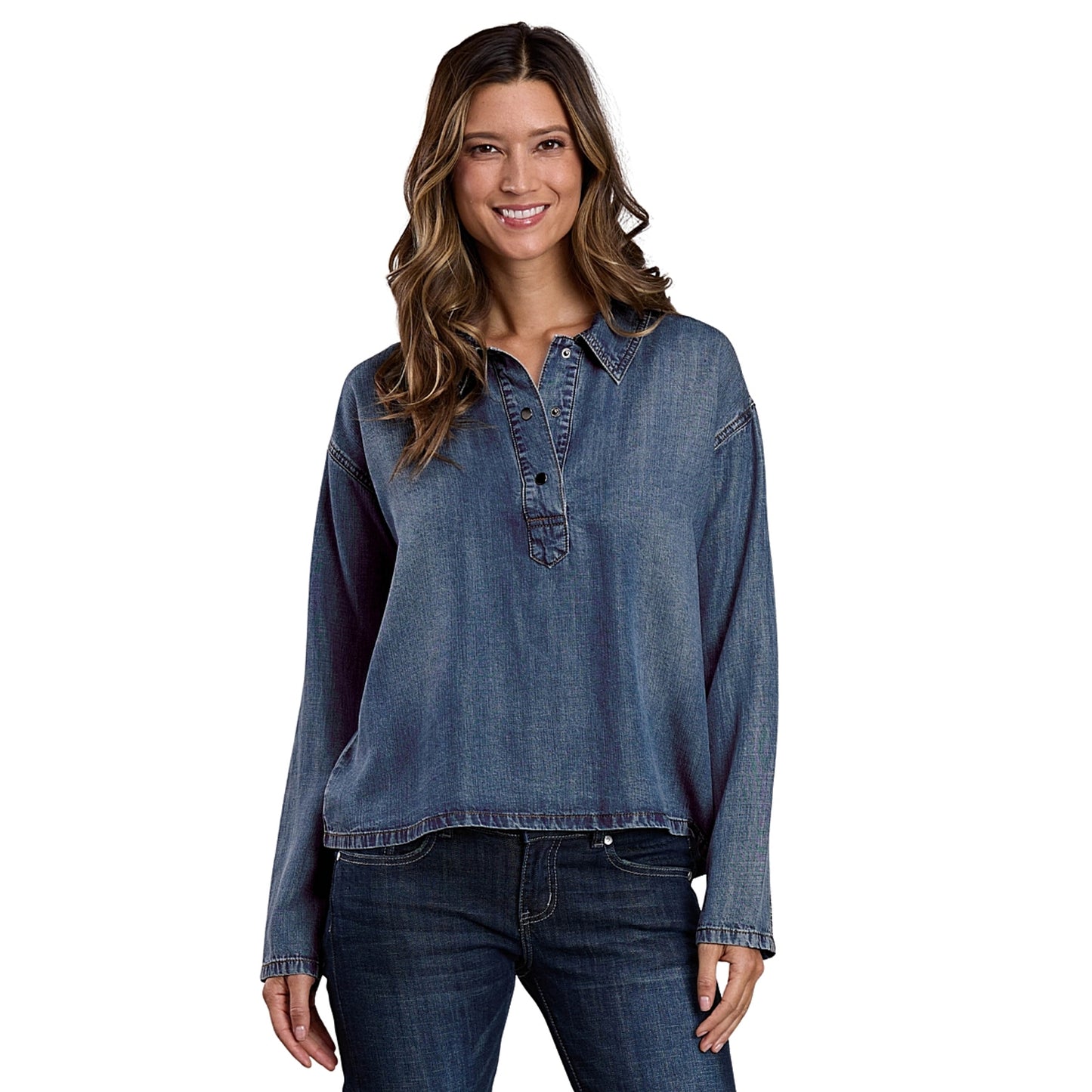 Stetson Women's Desert Embroidery Chambray Blouse