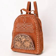 American Darling Tan Boot Stitch with Tooling Backpack