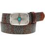 HOOEY DAKOTA ORIGINAL HOOEY LADIES BELT BROWN/TURQUOISE W/AZTEC
