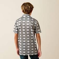 Ariat Boy's All Over Print Polo-PRISTINE GEOSTRIPE
