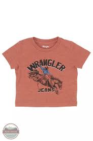 BUCKING BRONCO SHORT SLEEVE T-SHIRT IN REDWOOD HEATHER BY WRANGLER 112346200
