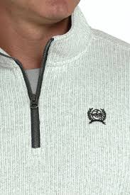 Cinch Men's 1/4 Zip Knitted Pullover Grey/White