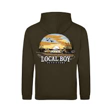 LOCAL BOY Brushwood Hoodie - Sunset Hunt-OLIVE GREEN
