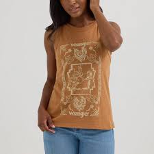 Wrangler Womens Western Graphic Goddess T-Shirt Argan Oil - 112361954