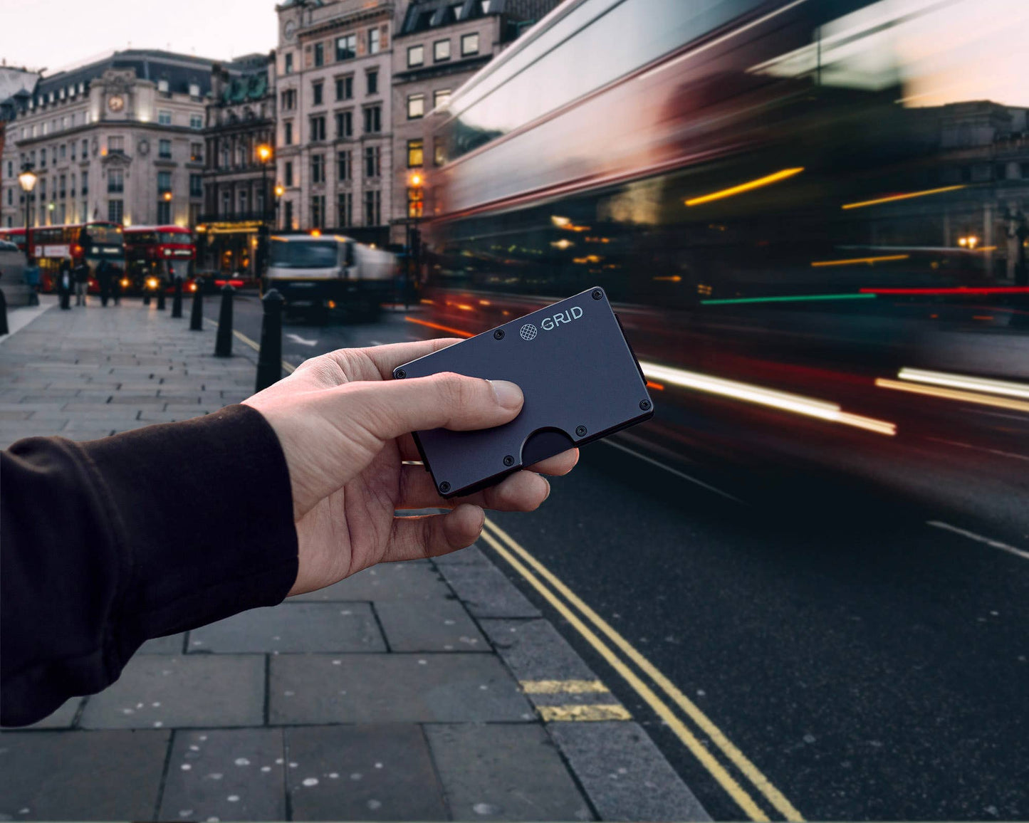 Grid Wallet // Gunmetal Aluminum: Gunmetal / Aluminum / 3.38"L x 2.12"W x 0.23"H