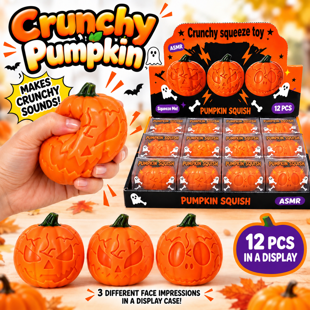 Crunchy Pumpkin ASMR Squishy (3 Face Styles)