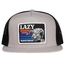 Lazy J Ranch Silver Grey & Black Sunset Retro Classic Five Panel Trucker Hat