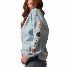 Kimes Ranch Women's Saguaro Patch Crew Neck Sweatshirt - Faded Denim