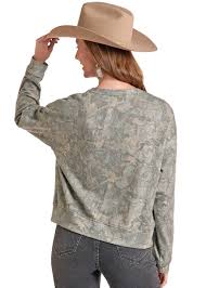 ROCK & ROLL Women's Camo Print Crewneck BW91T09372