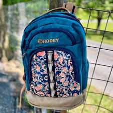 Hooey Ox Teal and Tan Floral Backpack