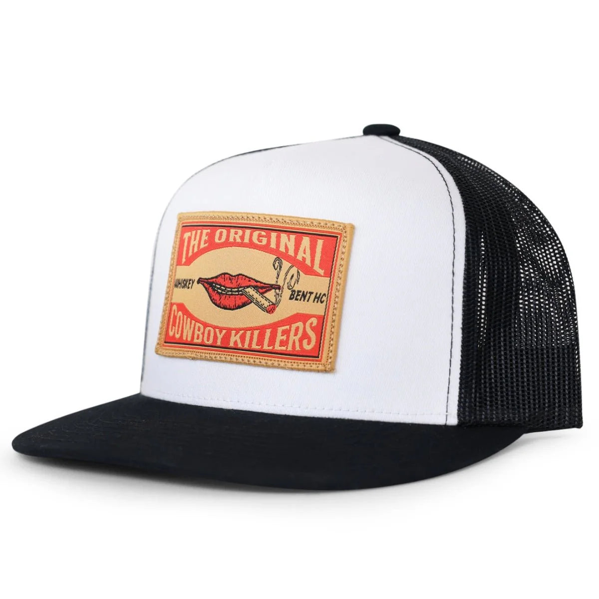 WHISKEY BENT MATCHBOX BLACK & WHITE HAT