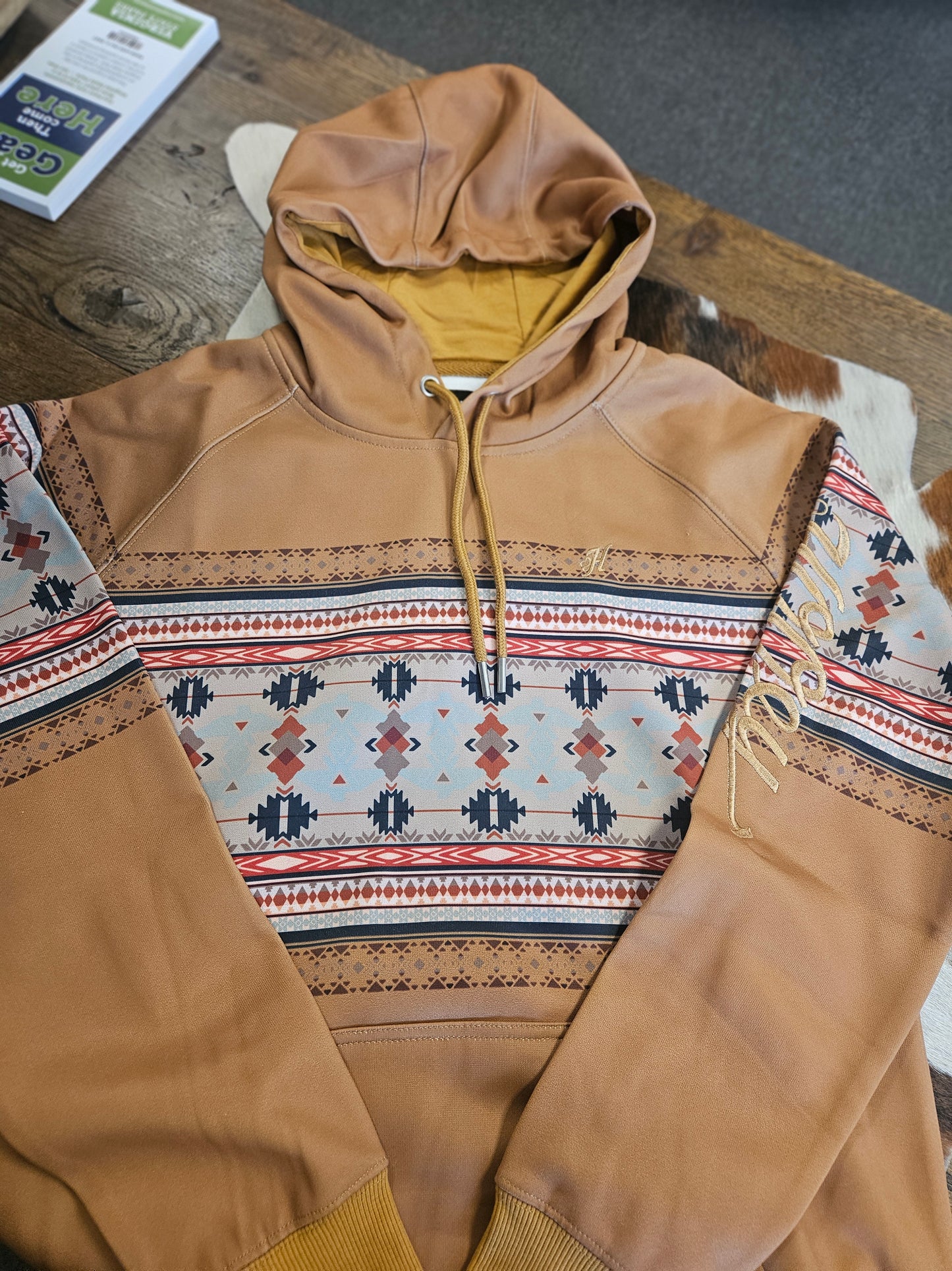 HOOEY WOMENS LEGENDARY TAN HOODY WITH THUNDERBIRD PATTERN