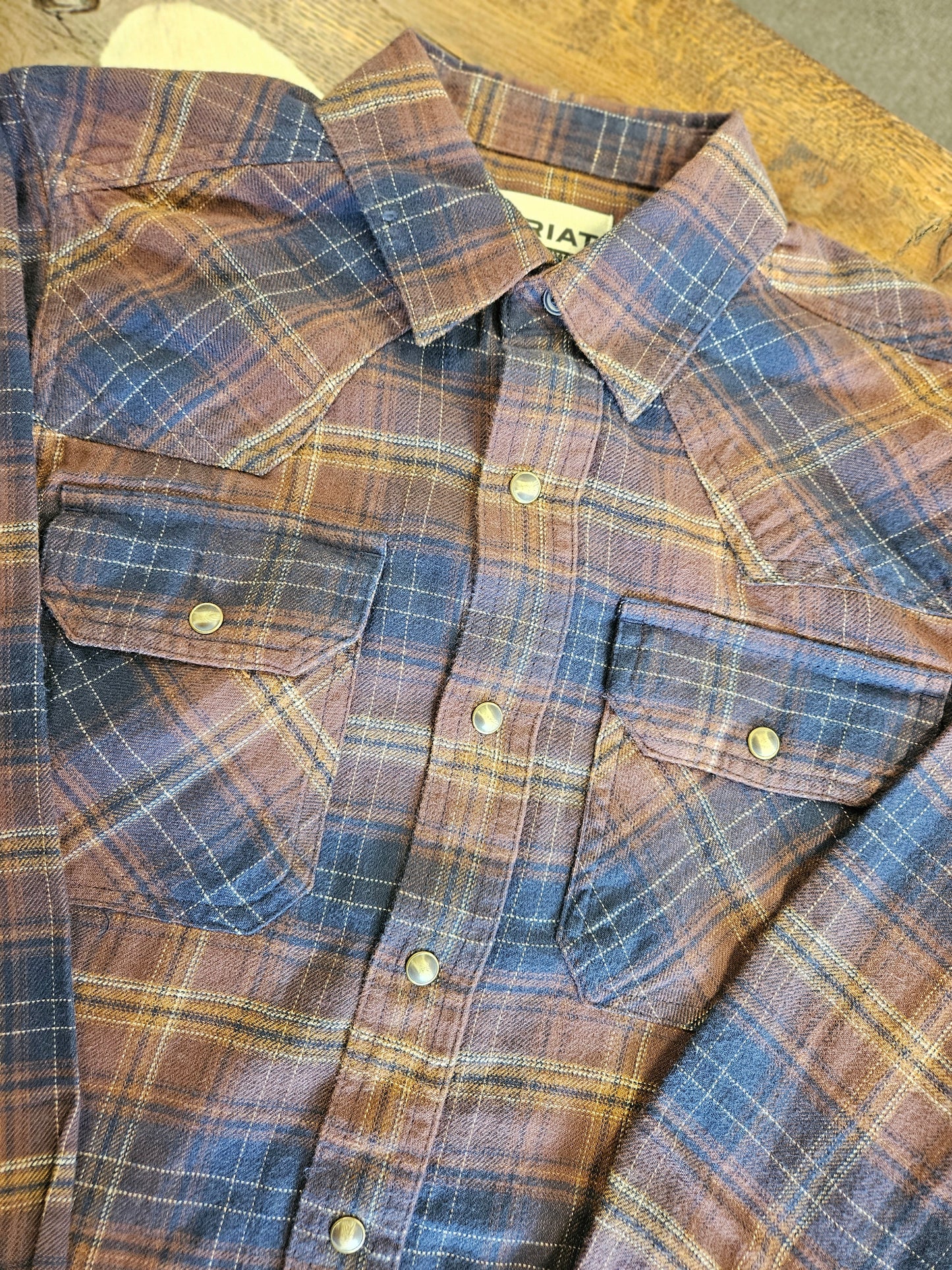 Ariat Mens Harleigh Retro Snap LS Shirt Dark Brown