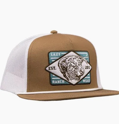 Lazy J Ranch Coyote Brown & White Iron Horn Classic Rope Trucker Hat