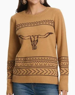 Cotton & Rye Women's Brown Sugar & Chocolate Longhorn Sweater