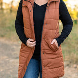 HARLOW WOMENS LONG VEST CINNAMON