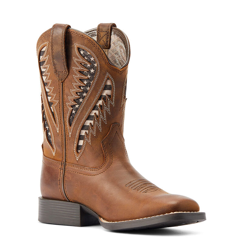 ARIAT YOUTH QUICKDRAW VENT TEK WESTERN BOOT (DISTRESSED TAN)