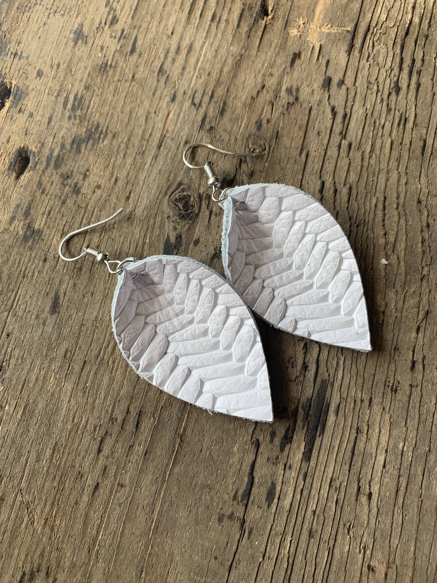 White Braid Leather Earring (LARGE)