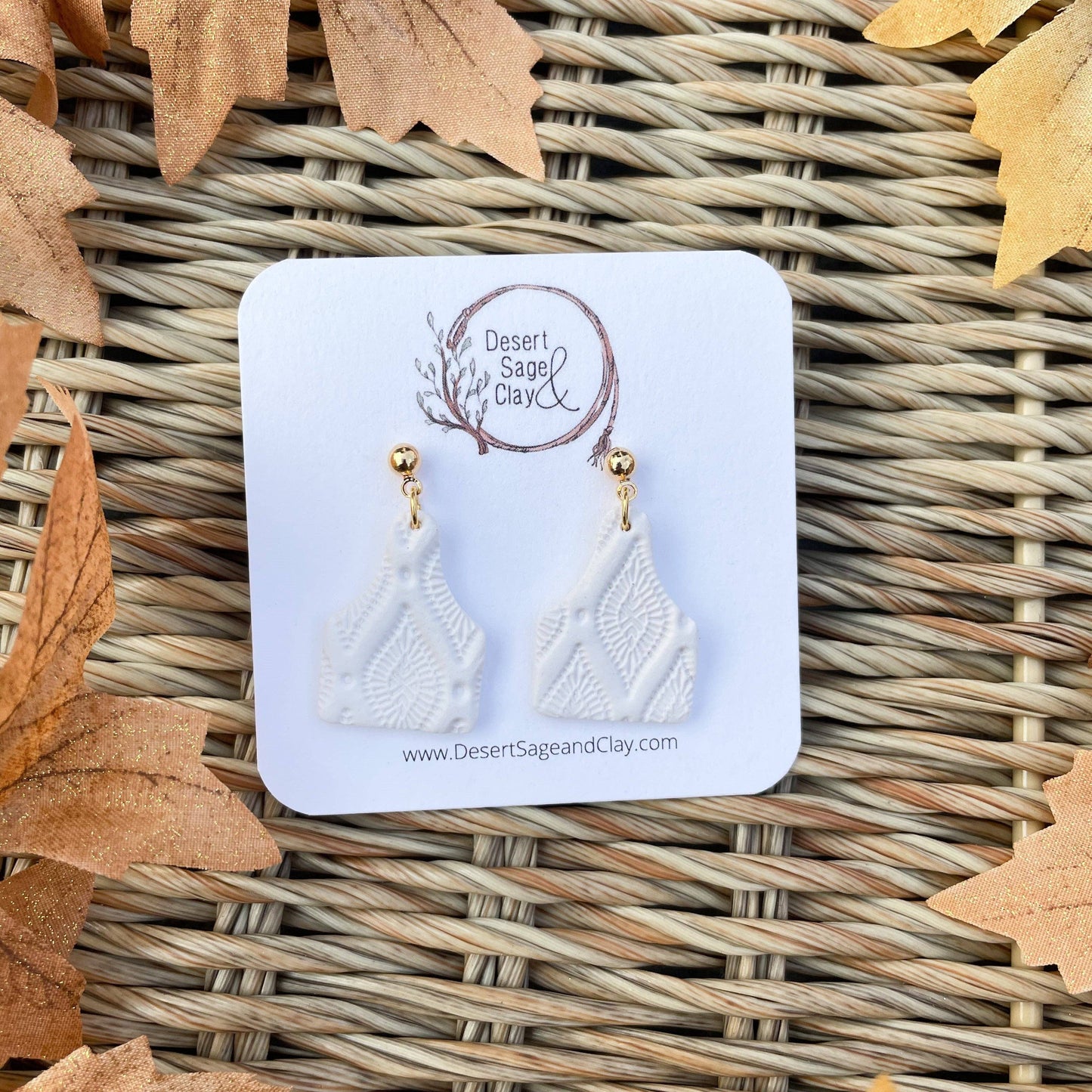 Western Clay Earring Cow Ear Tag