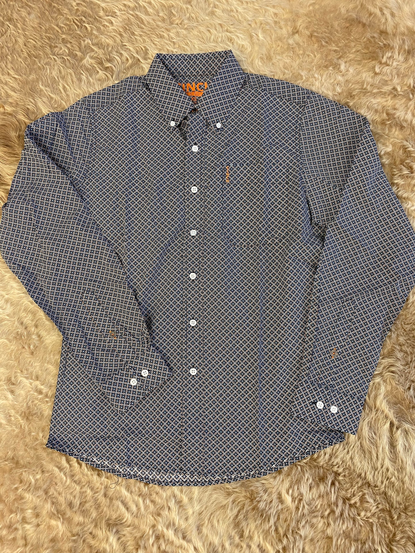 CINCH MENS MODERN FIT MULTI PRINT BLUE SHIRT