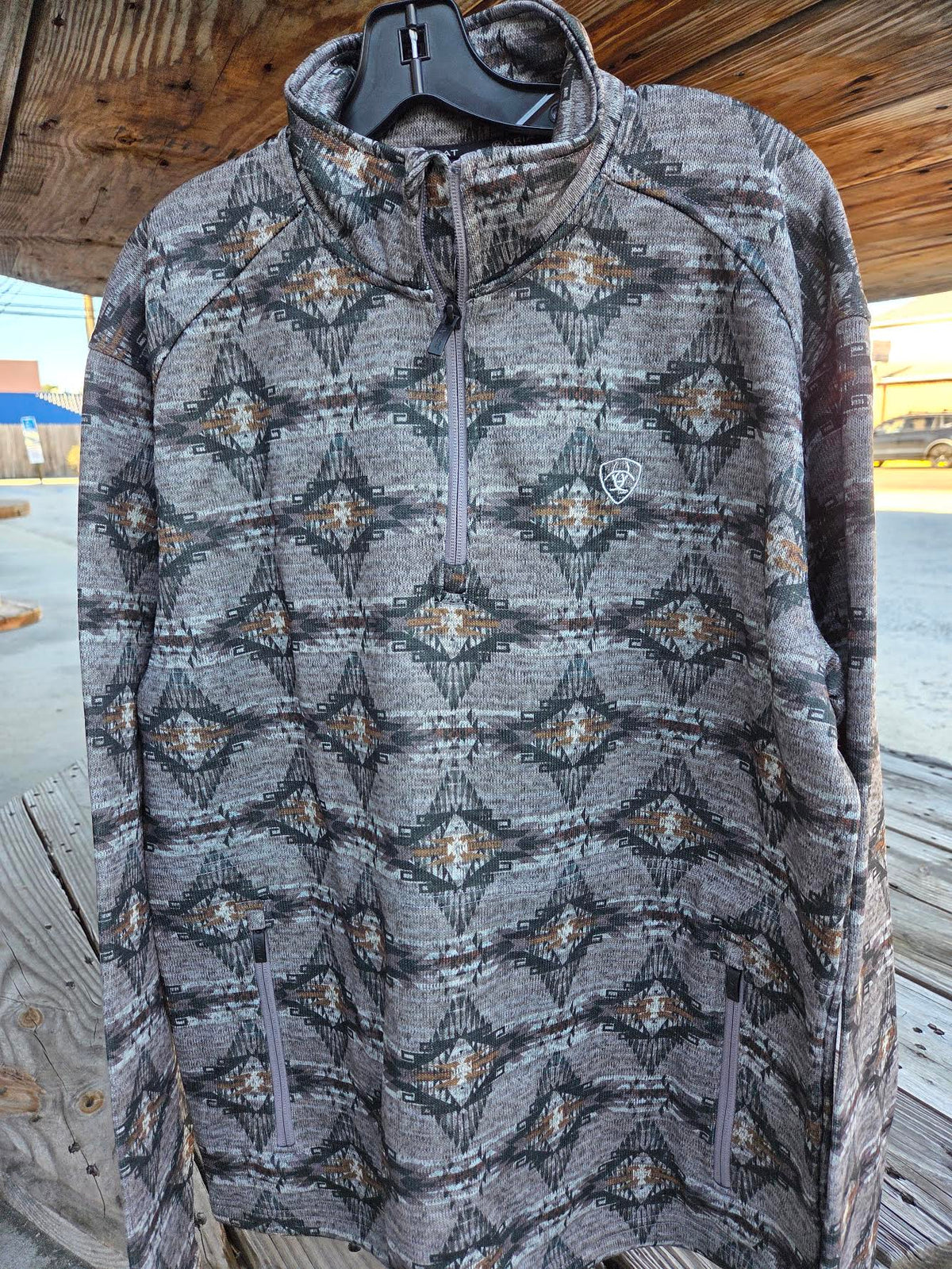 Ariat Men's Caldwell 1/4 Zip Oxford Storm Front Southwest